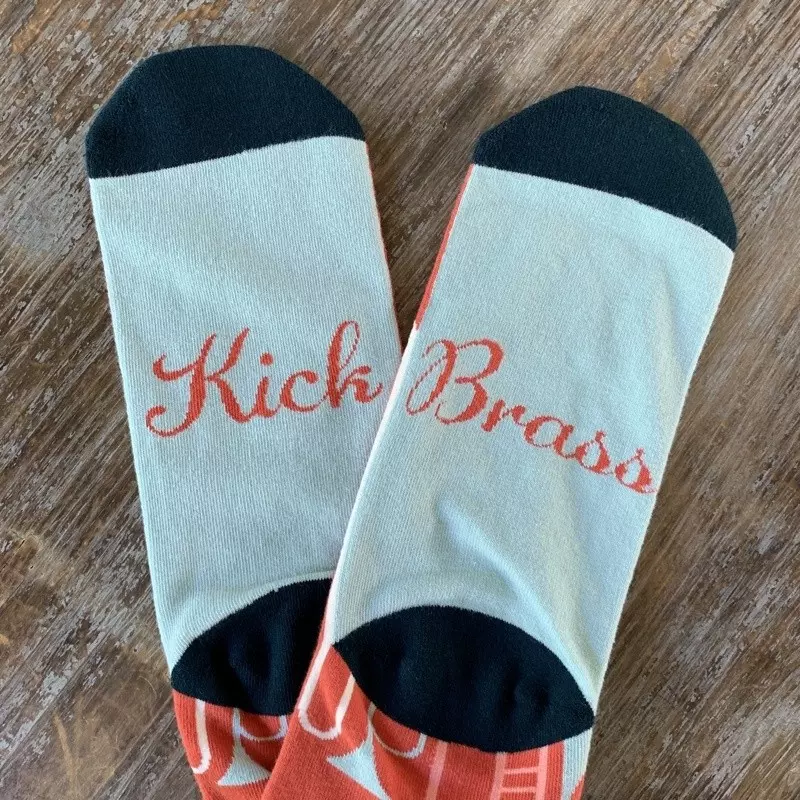 woven pear kick brass socks