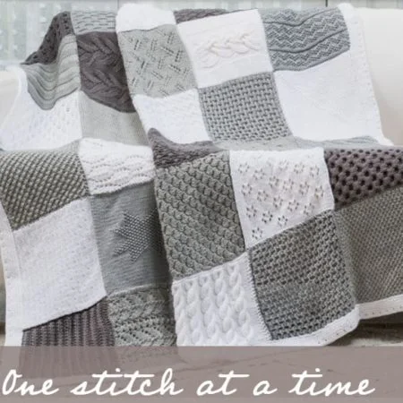 annies knit afghan block of the month club grey afghan