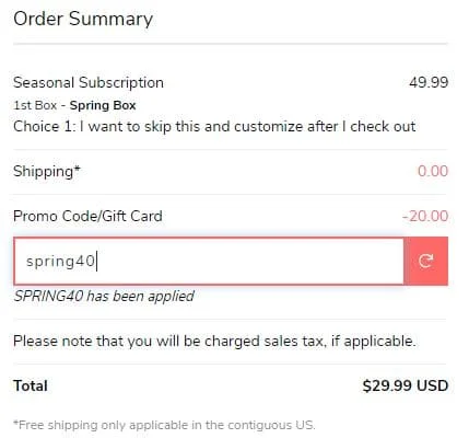 fabfitfun spring 2021 sale cart