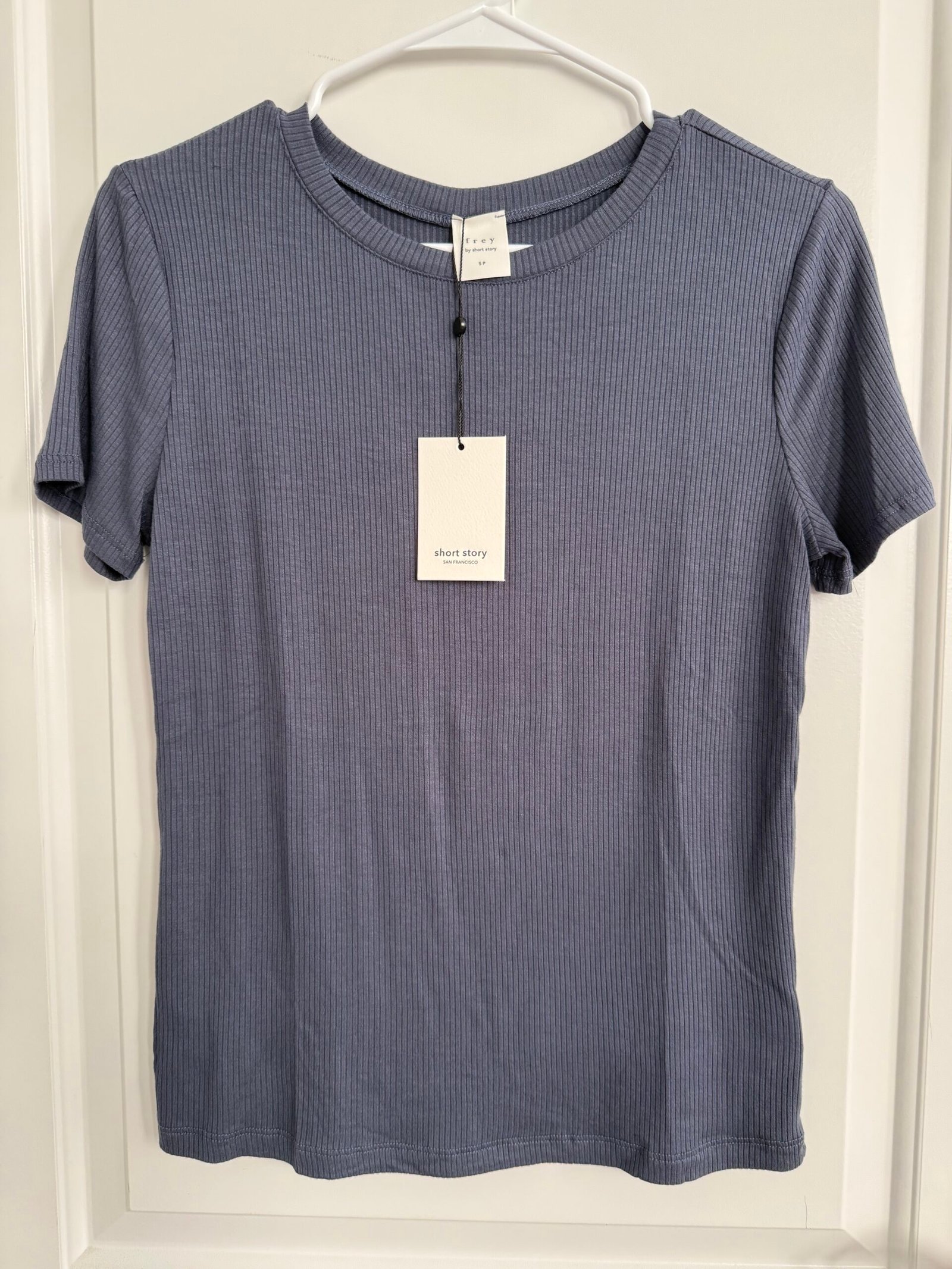 Frey by Short Story James Ribbed Tee in Navy size Small Petite