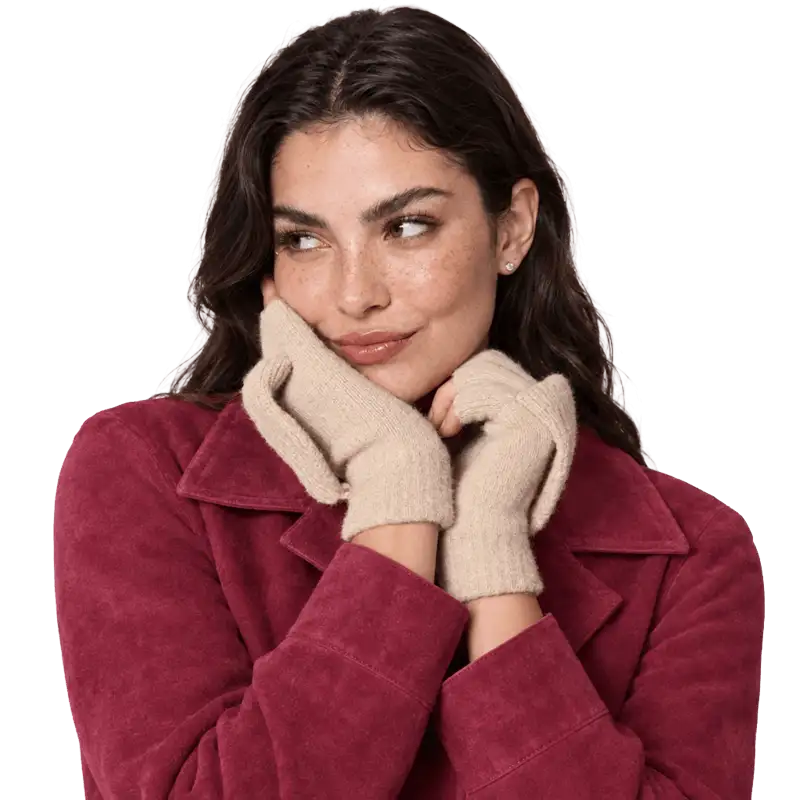 Busbee Style Cable Knit Pop Top Mittens in Cream